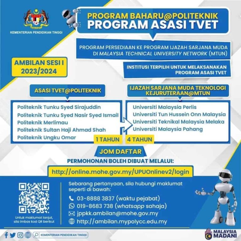 Permohonan Program Asasi Tvet Sesi 1 2023 2024 Permohonan Online 2024