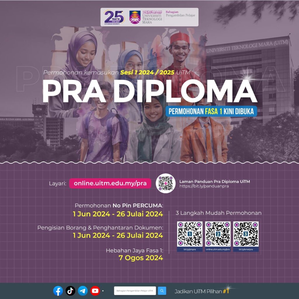 Permohonan Pra Diploma UiTM Kemasukan Sesi 1 2024/2025